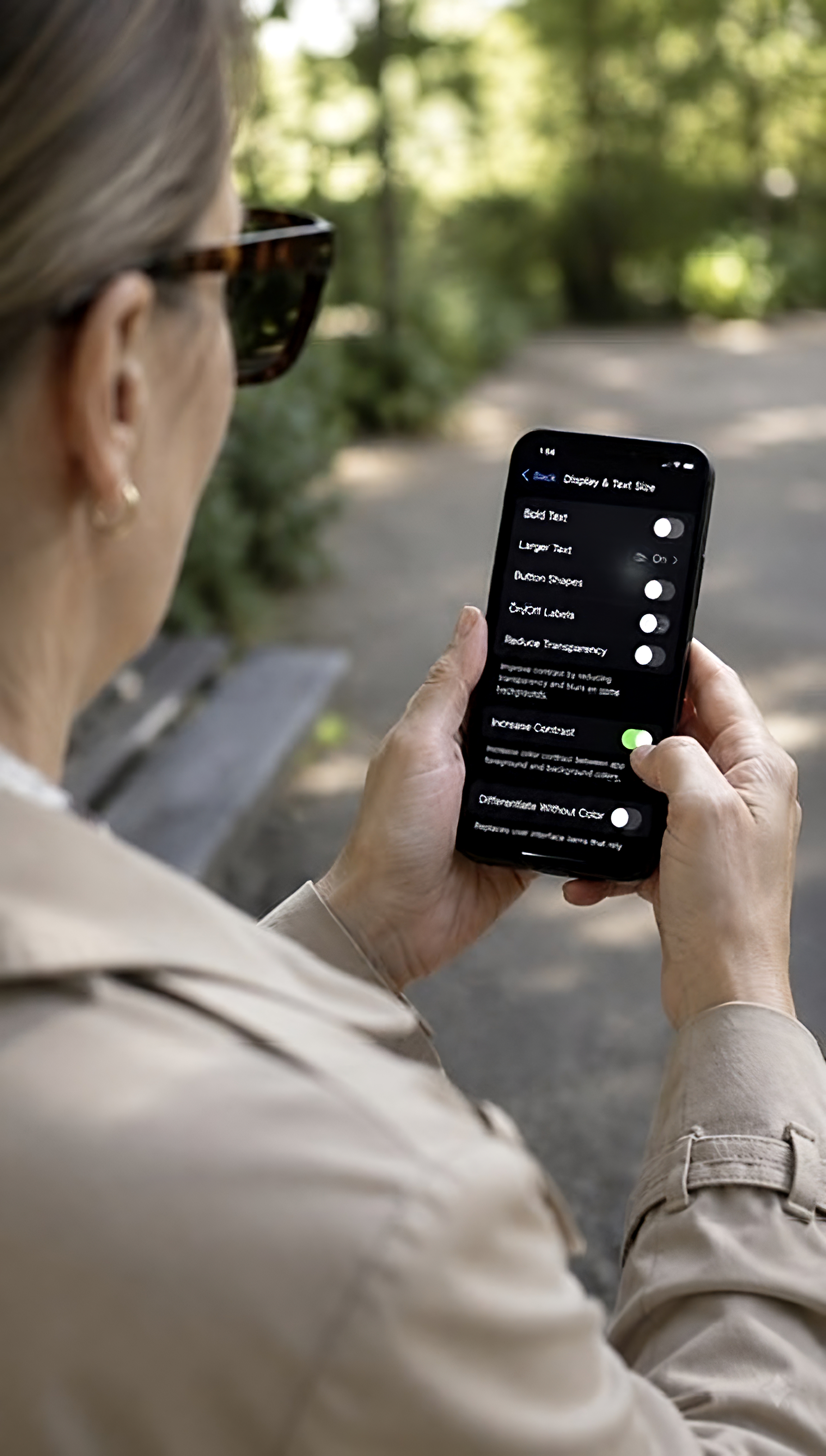 Online behandeling en contrast instellingen op smartphone