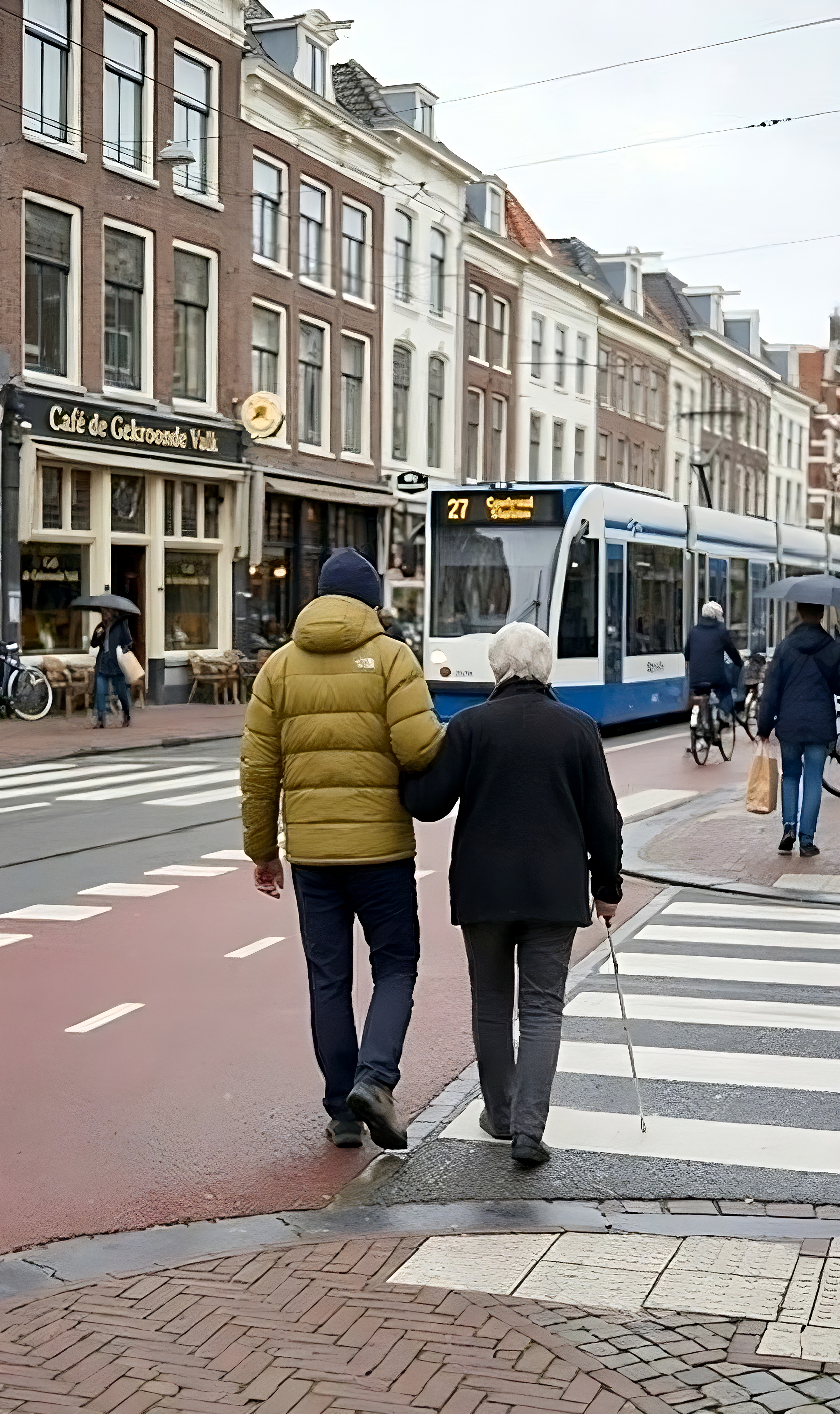 Mobiliteitstraining met taststok in de stad
